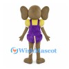 Mouse Mascot Costume with Yellow Shirt and Purple Overalls