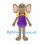 Mouse Mascot Costume with Yellow Shirt and Purple Overalls