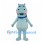 Light Blue Hippo Mascot Costume with Blue Scarf and Pink Cheeks