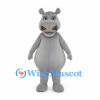 Gray Hippo Mascot Costume with Large Muzzle and Round Belly