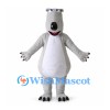 Gray Bear Mascot Costume with White Belly and Blue Glasses