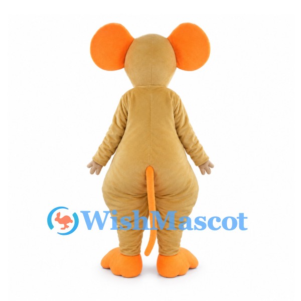 Tan Mouse Mascot Costume with Large Orange Ears and White Belly