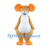 Tan Mouse Mascot Costume with Large Orange Ears and White Belly