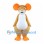 Tan Mouse Mascot Costume with Large Orange Ears and White Belly