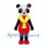 Panda Mascot Costume with Red Dress and Yellow Green Wrap
