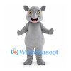 Gray Rhino Mascot Costume with Horn and Rounded Belly
