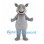 Gray Rhino Mascot Costume with Horn and Rounded Belly
