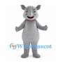 Gray Rhino Mascot Costume with Horn and Rounded Belly