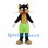 Black Cat Mascot Costume with Tan Muzzle and Lime Shorts