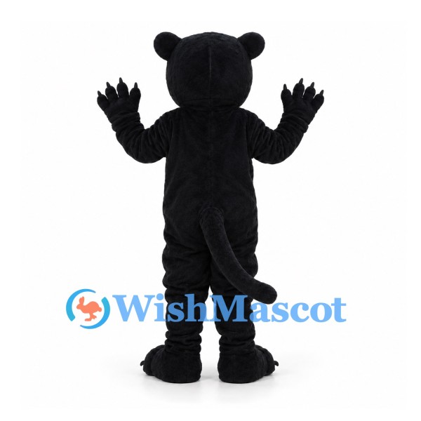 Black Panther Mascot Costume with Green Eyes and White Claws