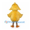 Yellow Duckling Mascot Costume with Fluffy Body and Orange Feet