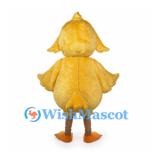 Yellow Duckling Mascot Costume with Fluffy Body and Orange Feet