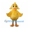 Yellow Duckling Mascot Costume with Fluffy Body and Orange Feet
