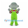 Koala Mascot Costume with Lime Overalls and Red Striped Shirt