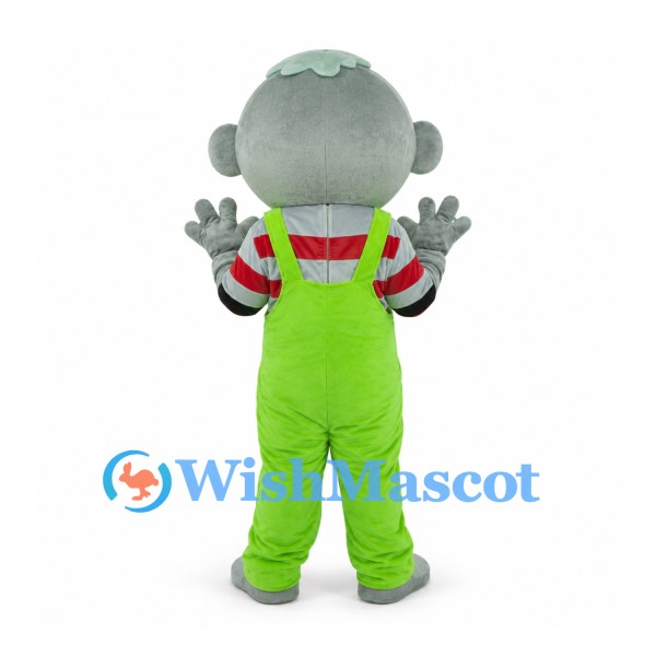 Koala Mascot Costume with Lime Overalls and Red Striped Shirt