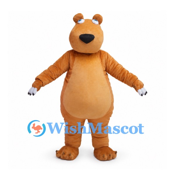 Brown Bear Mascot Costume with Long Muzzle and White Claws
