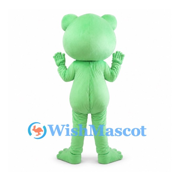 Mint Green Frog Mascot Costume with Large Eyes and Wide Smile