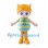 Cat Girl Mascot Costume with Yellow Hood and Blue Green Striped Body