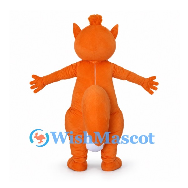 Orange Squirrel Mascot Costume with White Belly and Curled Tail