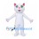 White Cat Mascot Costume with Green Eyes and Striped Tail