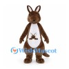 Brown Kangaroo Mascot Costume with Joey in White Pouch