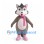 Gray Wolf Mascot Costume with Pink Bow Scarf and Round Glasses