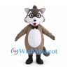 Gray Wolf Mascot Costume with Round Glasses and Black Bow Tie
