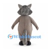 Gray Wolf Mascot Costume with Cream Belly and Large Blue Eyes