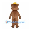 Brown Bear Mascot Costume with Yellow Hair Tuft and Cream Belly