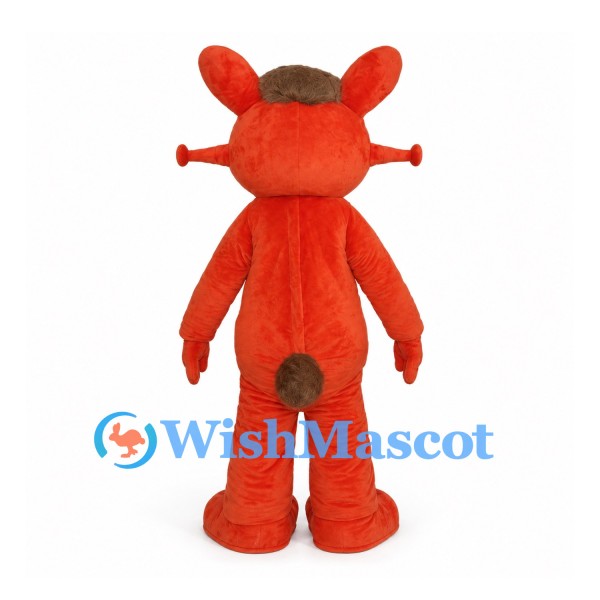 Orange Kangaroo Mascot Costume with Large Brown Nose and White Belly