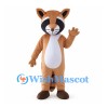 Tan Raccoon Mascot Costume with Black Eye Mask and Ringed Tail