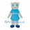 White Cat Mascot Costume with Blue Dress and Matching Shoes