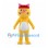 Yellow Cat Mascot Costume with Pink Hat and White Belly