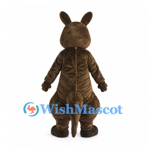 Dark Brown Kangaroo Mascot Costume with Joey in White Pouch