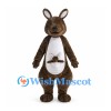 Dark Brown Kangaroo Mascot Costume with Joey in White Pouch
