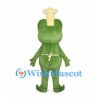 Frog Chef Mascot Costume with White Hat and Cream Apron