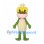 Frog Chef Mascot Costume with White Hat and Cream Apron