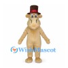 Tan Hippo Mascot Costume with Brown Top Hat
