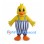 Yellow Duck Mascot Costume with Blue and White Striped Overalls