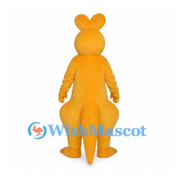 Orange Kangaroo Mascot Costume with Large White Belly and Rounded Ears