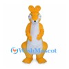 Orange Kangaroo Mascot Costume with Large White Belly and Rounded Ears