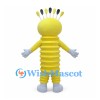 Yellow Alien Mascot Costume with Segmented Body and Crown of Antennae
