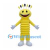 Yellow Alien Mascot Costume with Segmented Body and Crown of Antennae