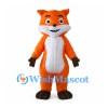 Orange Fox Mascot Costume with White Chest and Brown Paws