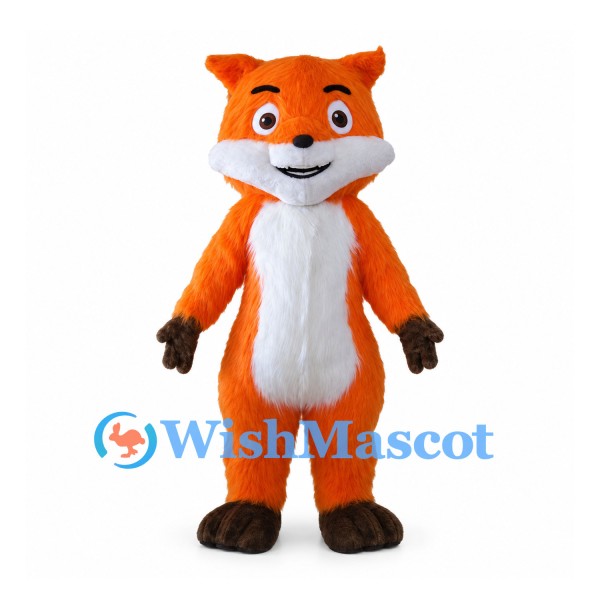 Orange Fox Mascot Costume with White Chest and Brown Paws