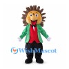 Hedgehog Mascot Costume with Green Jacket and Large Brown Spines