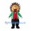 Hedgehog Mascot Costume with Green Jacket and Large Brown Spines