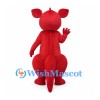 Red Kangaroo Mascot Costume with Green Bandana and Cream Belly