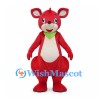 Red Kangaroo Mascot Costume with Green Bandana and Cream Belly