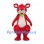 Red Kangaroo Mascot Costume with Green Bandana and Cream Belly